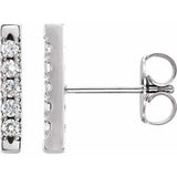 14K White 1/8 CTW Diamond French-Set Bar Earrings - Siddiqui Jewelers