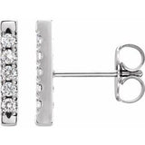 14K White 1/8 CTW Natural Diamond French-Set Bar Earrings Siddiqui Jewelers