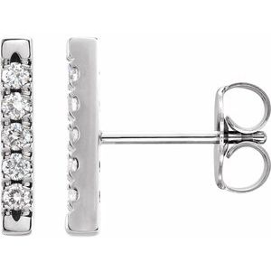 14K White 1/8 CTW Natural Diamond French-Set Bar Earrings Siddiqui Jewelers