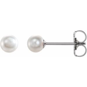 14K White Akoya Cultured Pearl Earrings-Siddiqui Jewelers