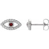 14K White Natural Mozambique Garnet & Natural White Sapphire Evil Eye Earrings Siddiqui Jewelers