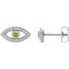 14K White Natural Peridot & Natural White Sapphire Evil Eye Earrings Siddiqui Jewelers