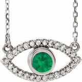 14K White Emerald & White Sapphire Evil Eye 18" Necklace - Siddiqui Jewelers