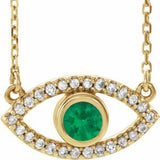 14K Yellow Emerald & White Sapphire Evil Eye 18" Necklace - Siddiqui Jewelers