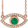 14K Rose Emerald & White Sapphire Evil Eye 18" Necklace - Siddiqui Jewelers