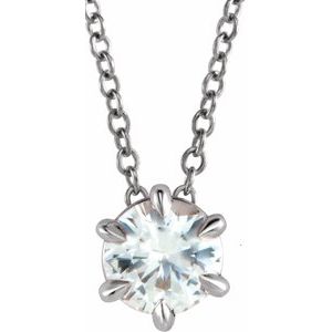 14K White 1/4 CT Natural Diamond Solitaire 16-18" Necklace Siddiqui Jewelers