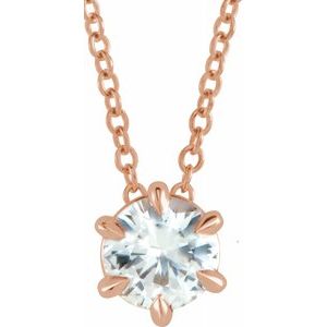 14K Rose Sapphire Solitaire 16-18" Necklace - Siddiqui Jewelers