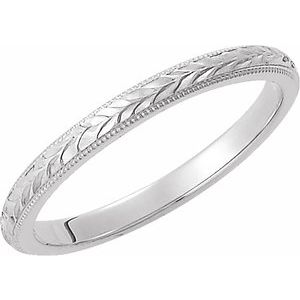 14K White 2 mm Design-Engraved Band Size 4.5 - Siddiqui Jewelers