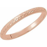 14K Rose 2 mm Design-Engraved Band Size 6.5 - Siddiqui Jewelers