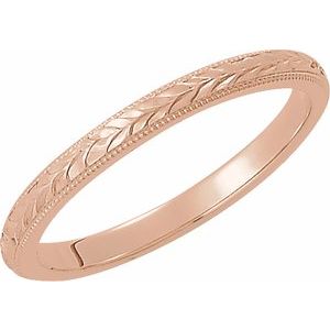 14K Rose 2 mm Design-Engraved Band Size 6.5 - Siddiqui Jewelers