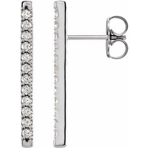 14K White 1/3 CTW Diamond French-Set Bar Earrings - Siddiqui Jewelers