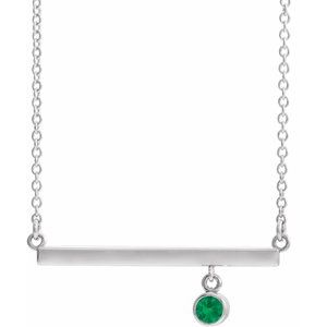 14K White Emerald Bezel-Set 18" Bar Necklace - Siddiqui Jewelers