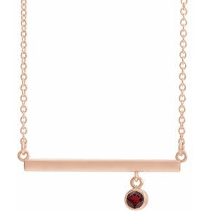 14K Rose Mozambique Garnet Bezel-Set 18" Bar Necklace - Siddiqui Jewelers