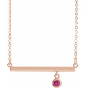 14K Rose Pink Tourmaline Bezel-Set 18" Bar Necklace - Siddiqui Jewelers