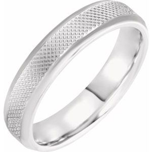 14K White 5 mm  Knurled Beveled-Edge Band Size 9 - Siddiqui Jewelers