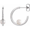 14K White Freshwater Cultured Pearl & .025 CTW Diamond Hoop Earrings - Siddiqui Jewelers