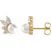 14K Yellow Akoya Cultured Pearl & .05 CTW Diamond Earrings - Siddiqui Jewelers