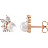 14K Rose Akoya Cultured Pearl & .05 CTW Diamond Earrings - Siddiqui Jewelers