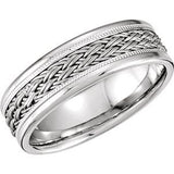 14K White 7.5 mm Woven-Design Band Size 5.5 - Siddiqui Jewelers