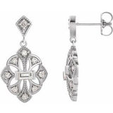 14K White 3/8 CTW Diamond Vintage-Inspired Earrings - Siddiqui Jewelers