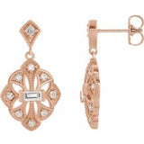 14K Rose 3/8 CTW Diamond Vintage-Inspired Earrings - Siddiqui Jewelers