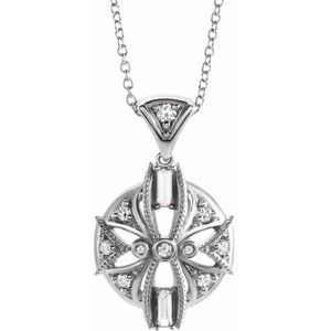 14K White 1/4 CTW Diamond Vintage-Inspired 16-18" Necklace - Siddiqui Jewelers