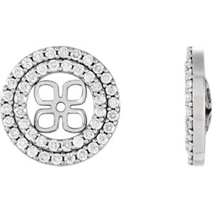 14K White 9/10 CTW Diamond Earring Jackets for 8 mm Pearl - Siddiqui Jewelers