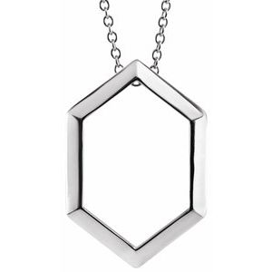 14K White Geometric 16-18" Necklace - Siddiqui Jewelers