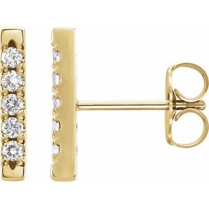 14K Yellow 1/8 CTW Diamond French-Set Bar Earrings - Siddiqui Jewelers