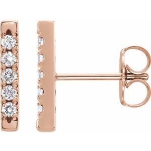 14K Rose 1/8 CTW Natural Diamond French-Set Bar Earrings Siddiqui Jewelers