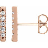 14K Rose 1/8 CTW Diamond French-Set Bar Earrings - Siddiqui Jewelers