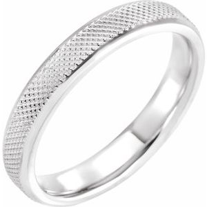 14K White 4 mm  Knurled Beveled-Edge Band Size 7 - Siddiqui Jewelers