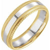 14K Yellow/White/Yellow 6 mm Rope Edge Band with Milgrain Size 10 - Siddiqui Jewelers