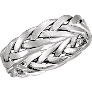 14K White 6.5 mm Woven Band with Matte Finish Size 6 - Siddiqui Jewelers