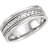 14K White 6.75 mm Woven Band Size 10.5 - Siddiqui Jewelers