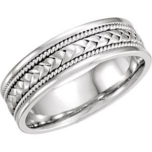 14K White 6.75 mm Woven Band Size 10.5 - Siddiqui Jewelers
