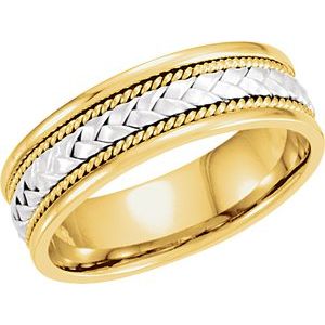 14K Yellow/White 6.75 mm Woven Band Size 7.5 - Siddiqui Jewelers
