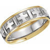 14K White/Yellow 7 mm Cross Pattern Band Size 10 - Siddiqui Jewelers