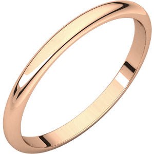 18K Rose 2 mm Half Round Band Size 9.5 - Siddiqui Jewelers