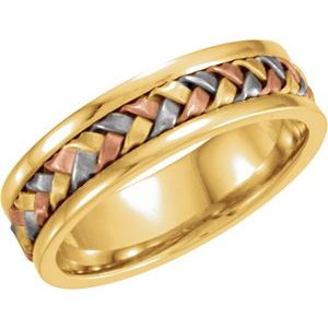 14K Tri-Color 5 mm Woven Band Size 8 - Siddiqui Jewelers