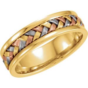 14K Tri-Color 5 mm Woven Band Size 5 - Siddiqui Jewelers