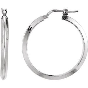 Sterling Silver 24 mm Round Knife Edge Tube Style Hoop Earrings - Siddiqui Jewelers