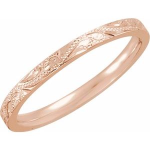 14K Rose Design-Engraved Band Size 7 - Siddiqui Jewelers