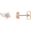 14K Rose Australian Opal & 1/6 CTW Diamond Cluster Earrings - Siddiqui Jewelers