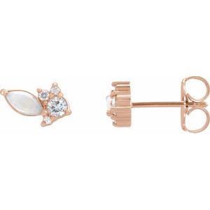 14K Rose Australian Opal & 1/6 CTW Diamond Cluster Earrings - Siddiqui Jewelers