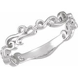 14K White 4 mm Scroll Design Band - Siddiqui Jewelers