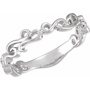 14K White 4 mm Scroll Design Band - Siddiqui Jewelers