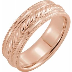 14K Rose 7 mm Rope Pattern Band with Milgrain Size 10 - Siddiqui Jewelers