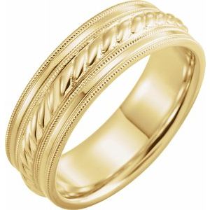 10K Yellow 7 mm Rope Pattern Band with Milgrain Size 10 - Siddiqui Jewelers