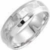 Platinum 7 mm Beveled-Edge Band with Hammered Finish Size 9 - Siddiqui Jewelers